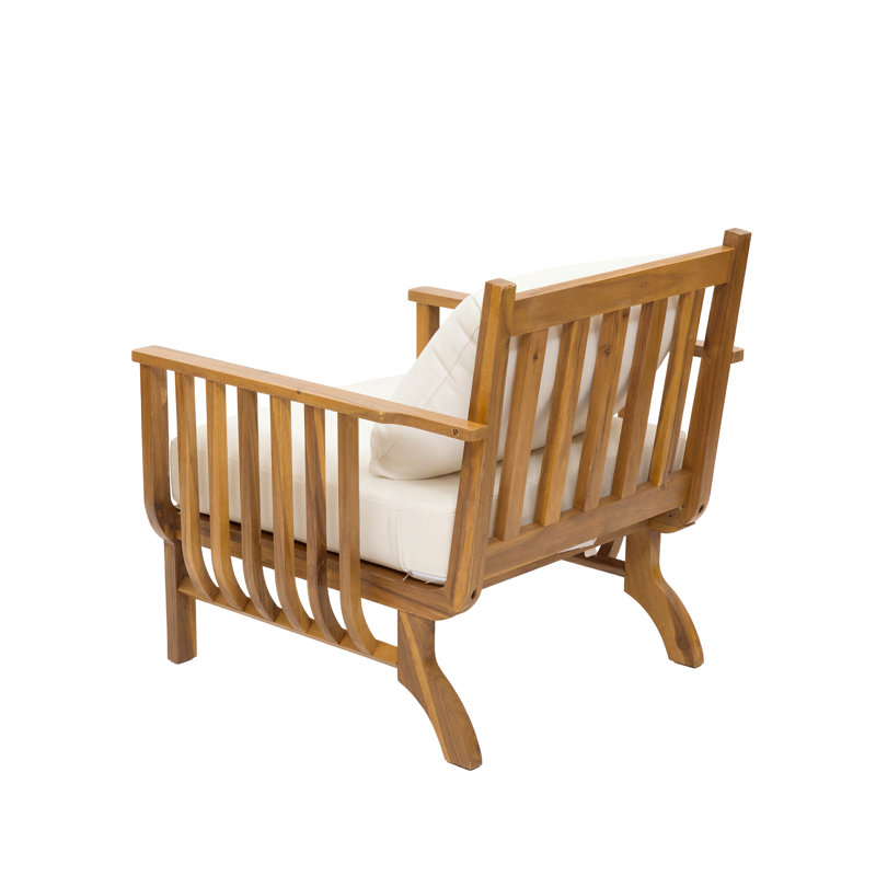 Ensemble de salon de jardin Brynne pour 4 personnes, de style moderne du milieu du siècle, en bois d'acacia, comprenant une causeuse, des fauteuils club et une table basse à lattes, idéal pour l'extérieur.