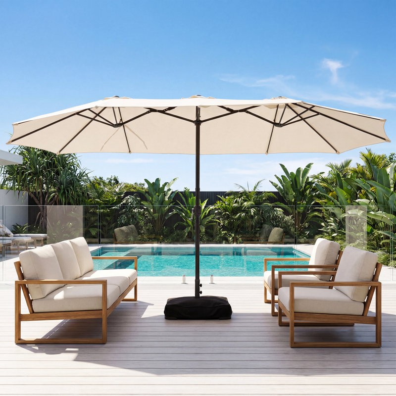 Parasol de marché 15 pi avec base, Beige