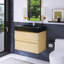 30 po W Meuble-lavabo mural à simple cuve avec lavabo noir-106950520
