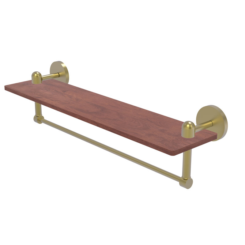 Itzhak Bracket Shelf with Towel Bar, Satin Brass, 4" H x 22" W x 5" D