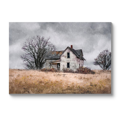 Vintage Rustic Canvas Print 24x16 Inches Crystal - Embellished For Bathroom Decor Barn Landscape Ready To Hang Home