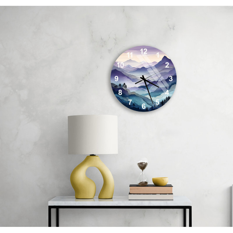 Horloge murale Misty Mountain Forest, Blanc