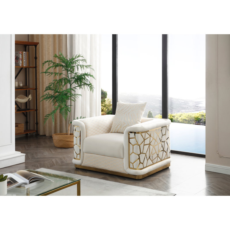 Gayton Velvet Chair And A Half, Ivory Velvet