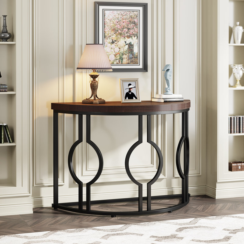 Adellyn 43.3'' Console Table, Rustic Brown/Black