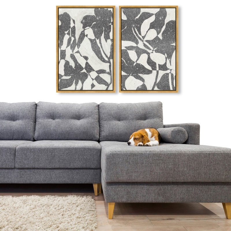 Contrast Nature Set Canvas Abstract Print by Oliver Gal, Black Frame, 10 x 15, 32"H x 22"W, Gold Floater Frame