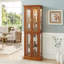 Cabinet Curio avec tablettes réglables et panneau arrière en miroir, portes en verre trempé (chêne, 6 niveaux)-887533783
