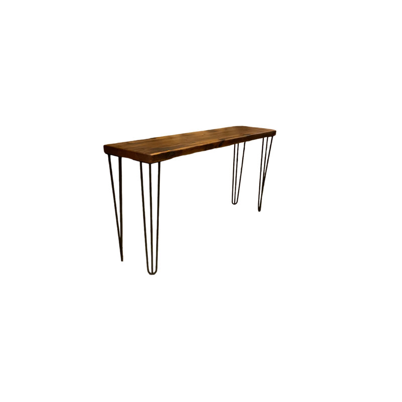 Table d'entrée / console en bois récupéré avec pieds en épingle à cheveux, H 29,5 po x l 84 po x P 15 po