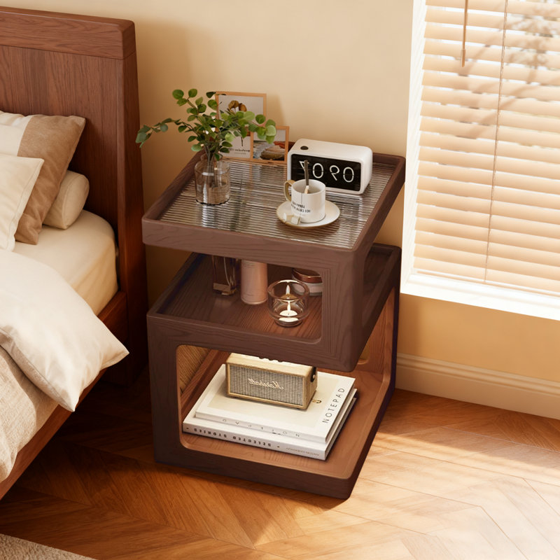 15.75cm W Solid Wood Bedside Table, Brown