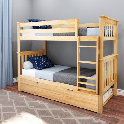 Walters Twin Over Twin Solid Wood Standard Bunk Bed with Trundle -  Harriet Bee, 235DB88C929F483CBB6C9B4798D099E0