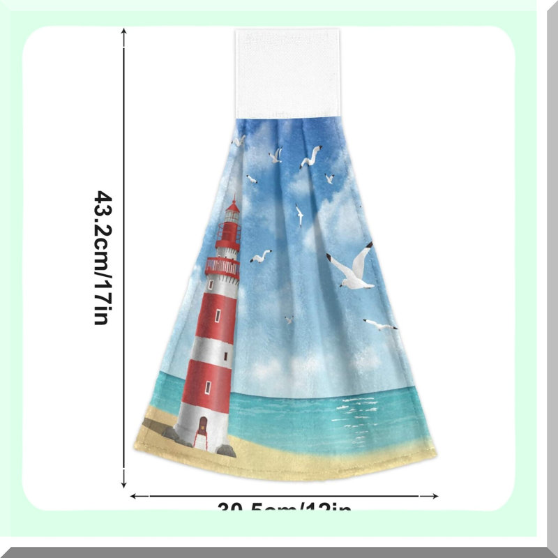 Coastal Breeze Super Soft Hand Towels - 2PCS Absorbent Deco Hanging Tie Towels for Bathroom, Mudroom, Laundry Room, Farmhouse, Beach