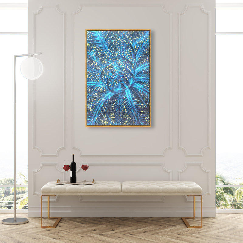 Neon Bloom Print by Oliver Gal, 37"H x 25"W, Gold Floater Frame