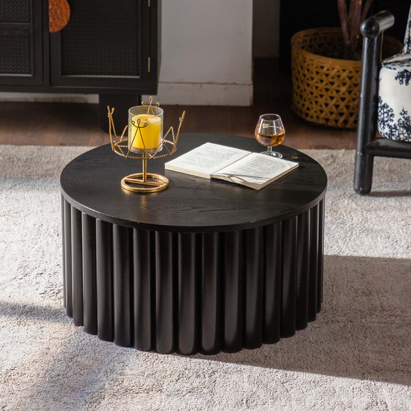 Table basse ronde avec table de thé en bois
