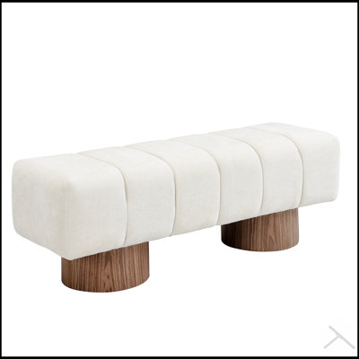 Upholstered Dining Bench for Versatile Use, No-Assembly Required, Beige Chenille Fabric, Sturdy Wood Legs, 300 LBS Capacity