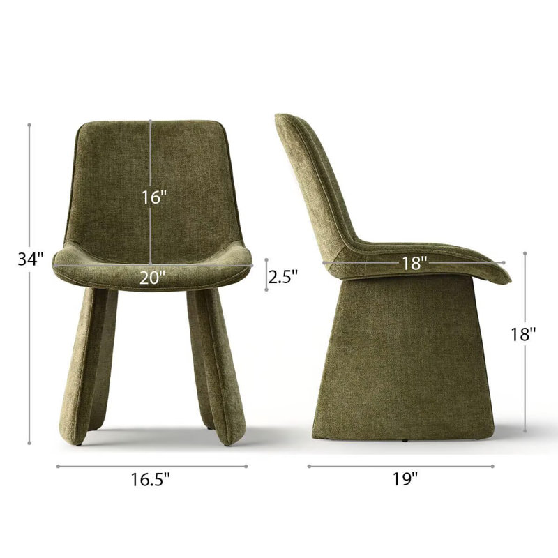 Hennigan Textured Fabric Dining Chairs, Green