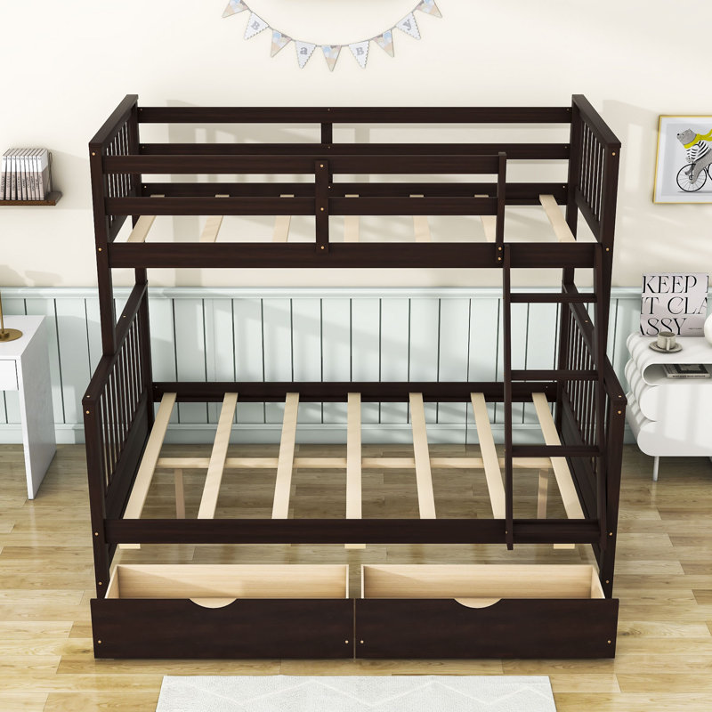 Iasia Twin over Full 2 Drawers Bunk Bed by Harriet Bee, Espresso
