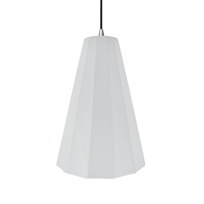 Radiance - Luminaire suspendu 1 lumière cannelé - Blanc brillant (extérieur et intérieur du luminaire) - Chrome poli - l 9 po x H 13 po - DEL dédiée - cordon noir