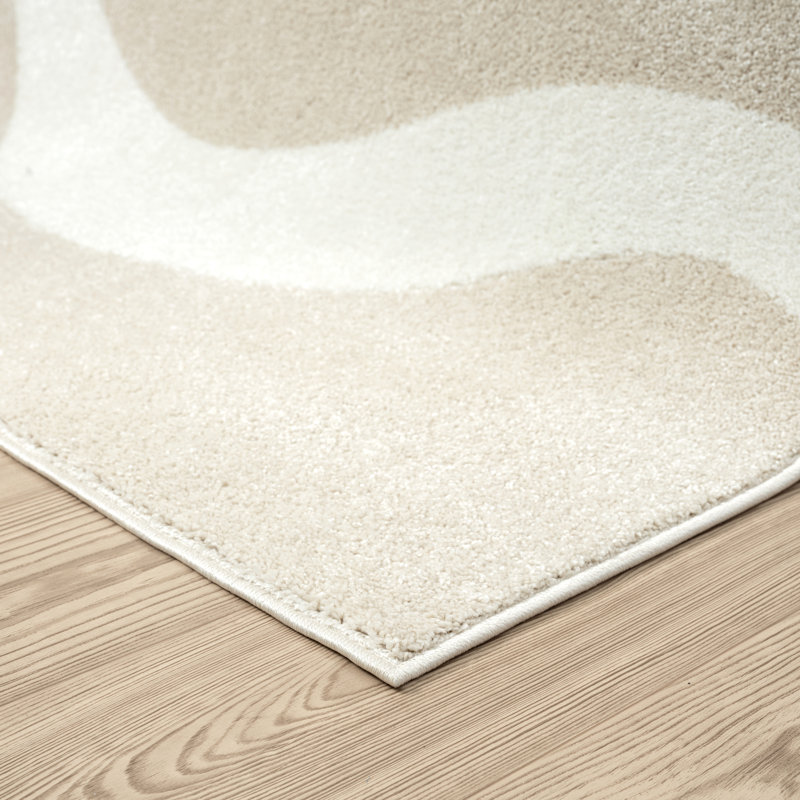 Cream Beige Abstract Modern Area Rug 2' x 3'