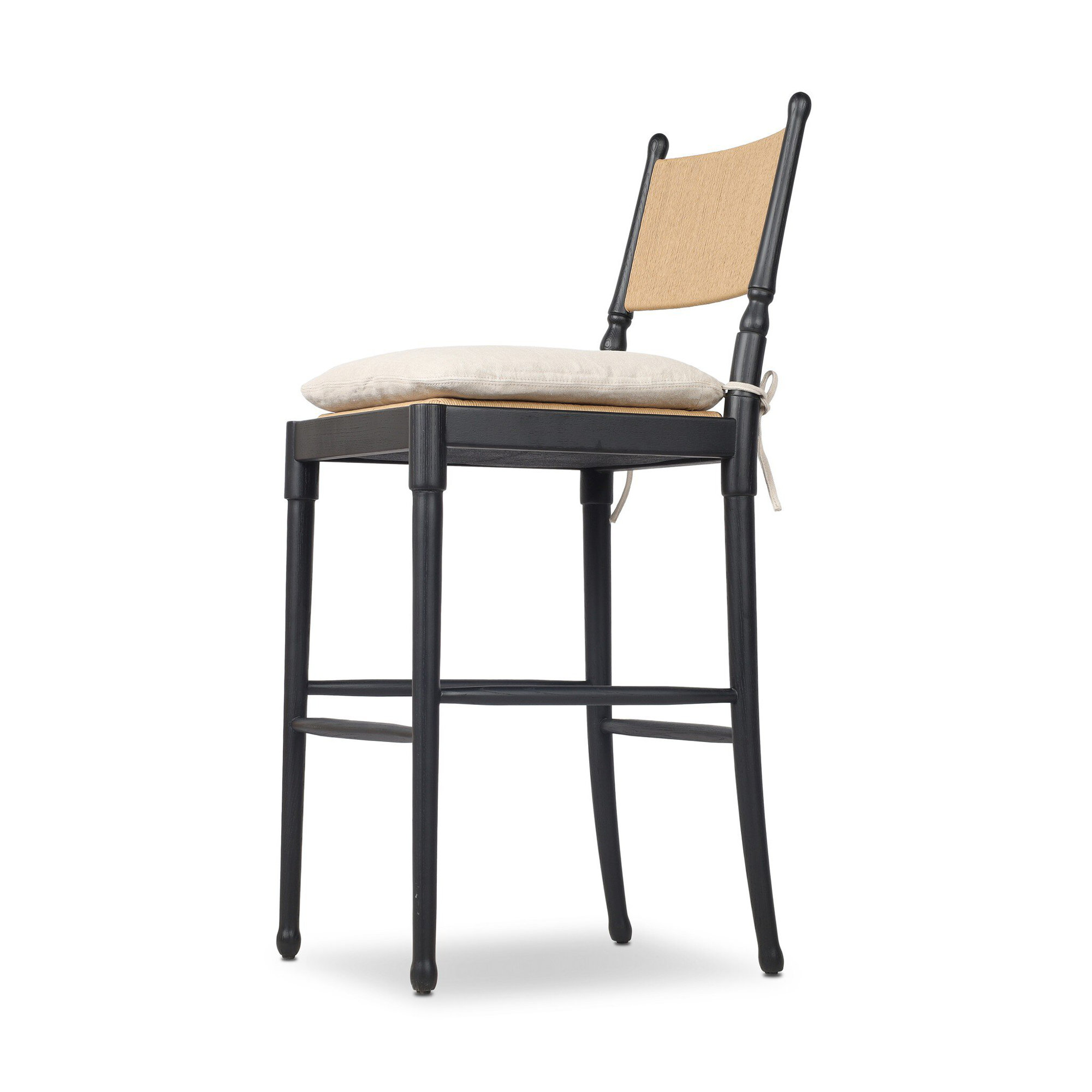 Fayth Stool with Cushion, Bar Stool (29.5” Seat Height)”, Stained Black Ash Frame