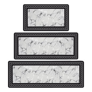 Kithen Rugs Sets 3 Piece Washable Bathroom Floor Mats Antis Slip Modern Kitchen Carpet Floor Mat Home Decor  For Kitchen Floor Office Sink Laundry (Set of 3)