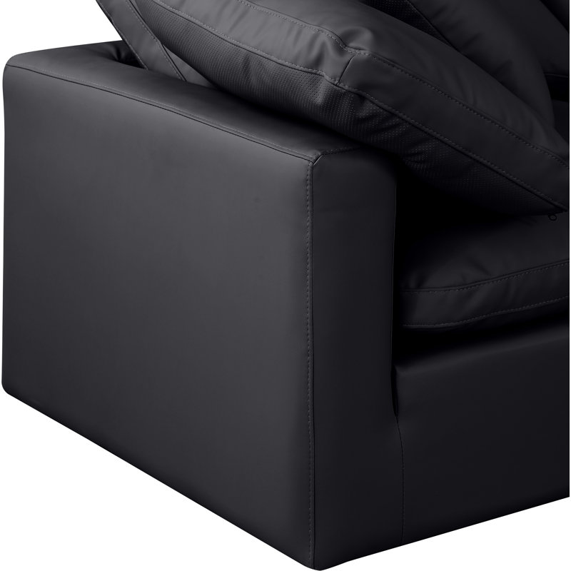 Itala Upholstered L-Shaped Sectional Reversible, Black Vegan Leather