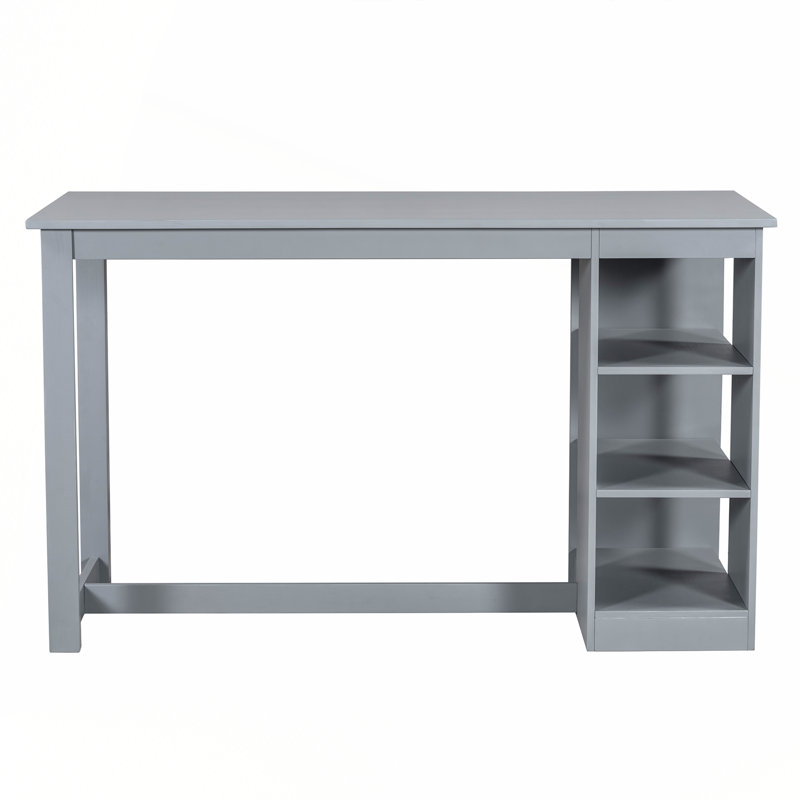 Counter Height Dining Table Set with 3-Tier Storage Shelves, Dark Grey, Grey, Grey