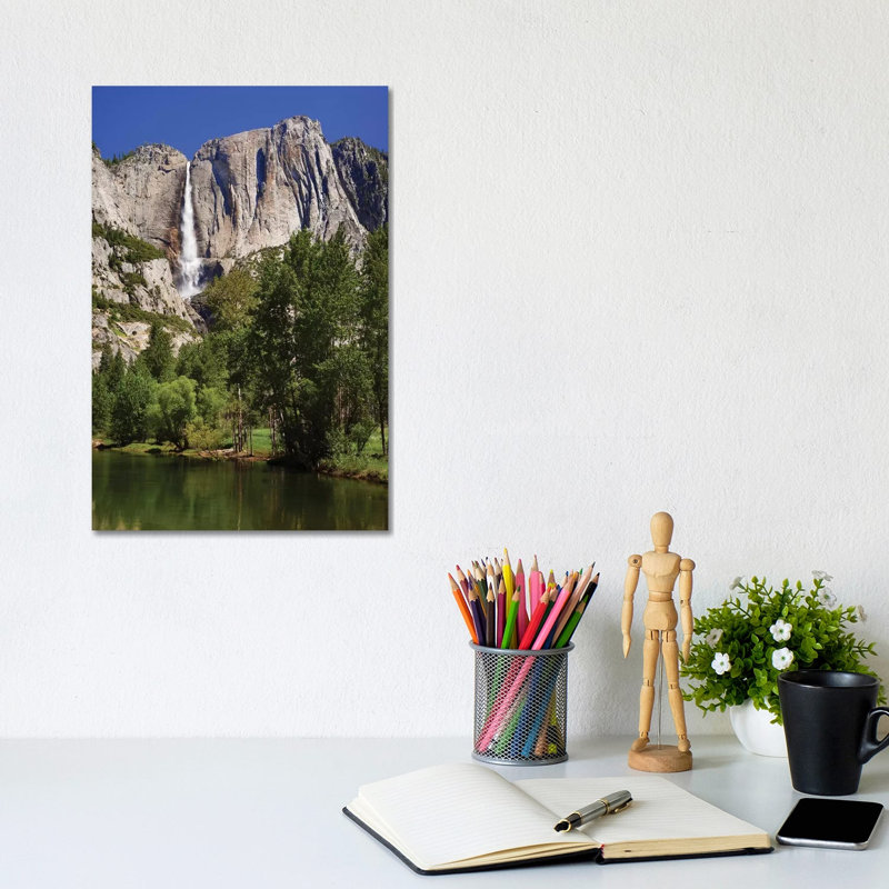 Usa, California, Yosemite National Park. Yosemite Falls And Merced River Landscape. 1 Piece Wrapped Canvas Wall Art