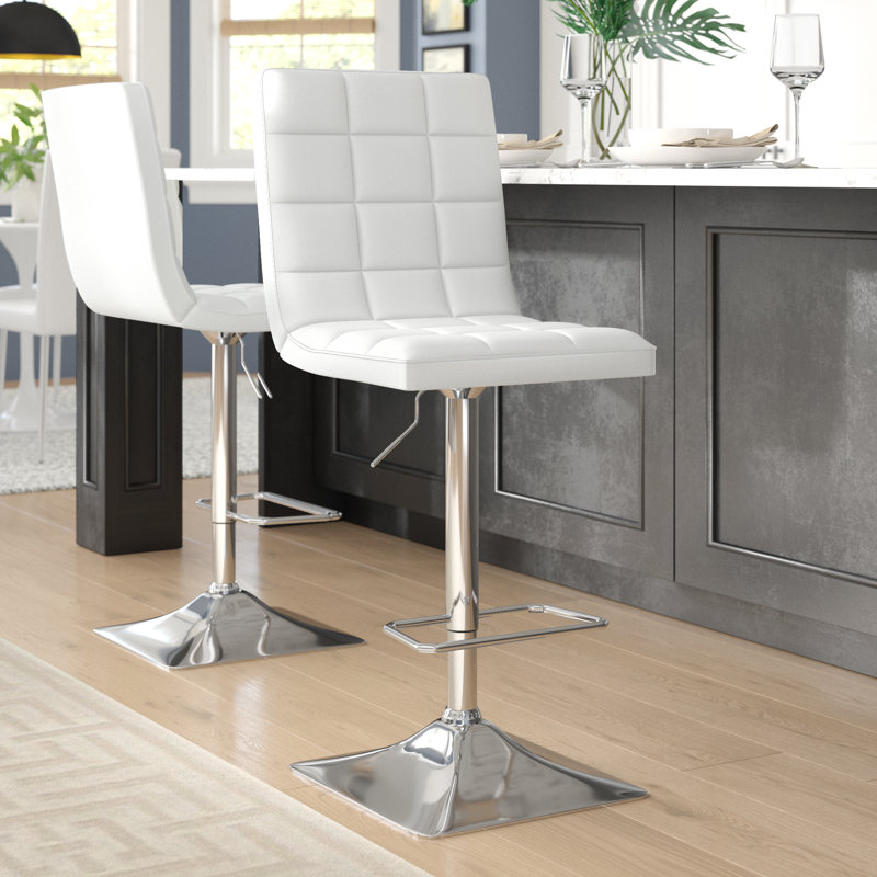Swivel Upholstered Adjustable Height Counter Stool, White