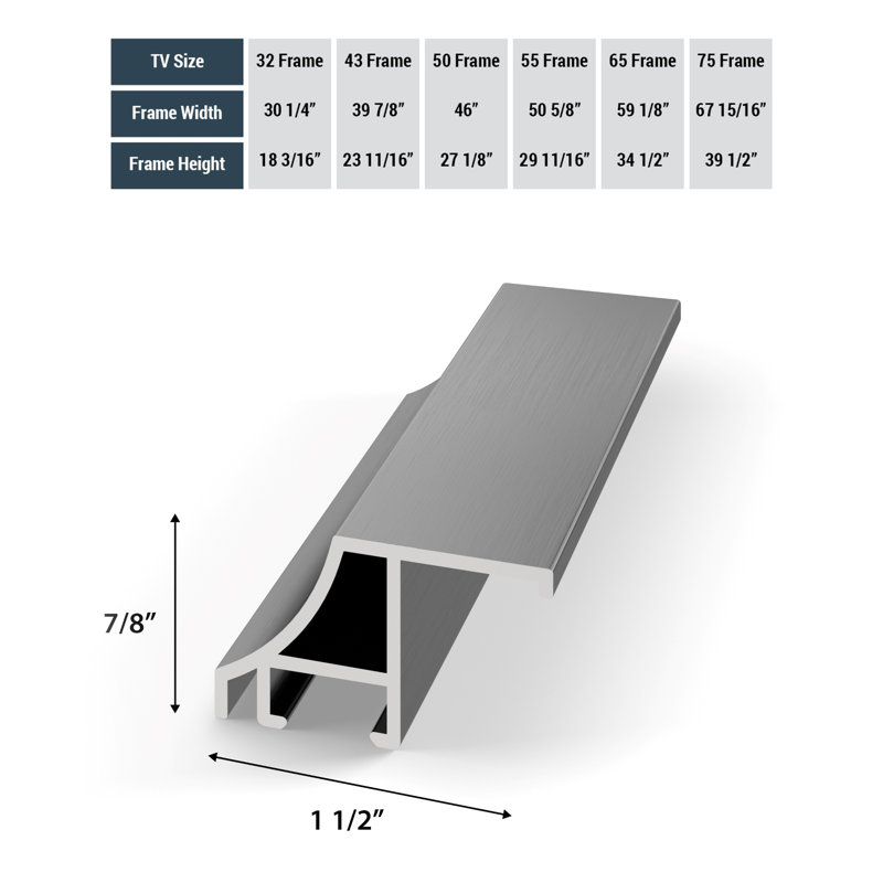 Alloy Scoop Deco TV Frame for Samsung Frame TV and Frame Pro, Graphite, 65"