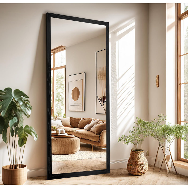 Miroir en bois franc Ebark Designs Ebark - chêne rouge 2 po, Noir, 73 po x 30 po