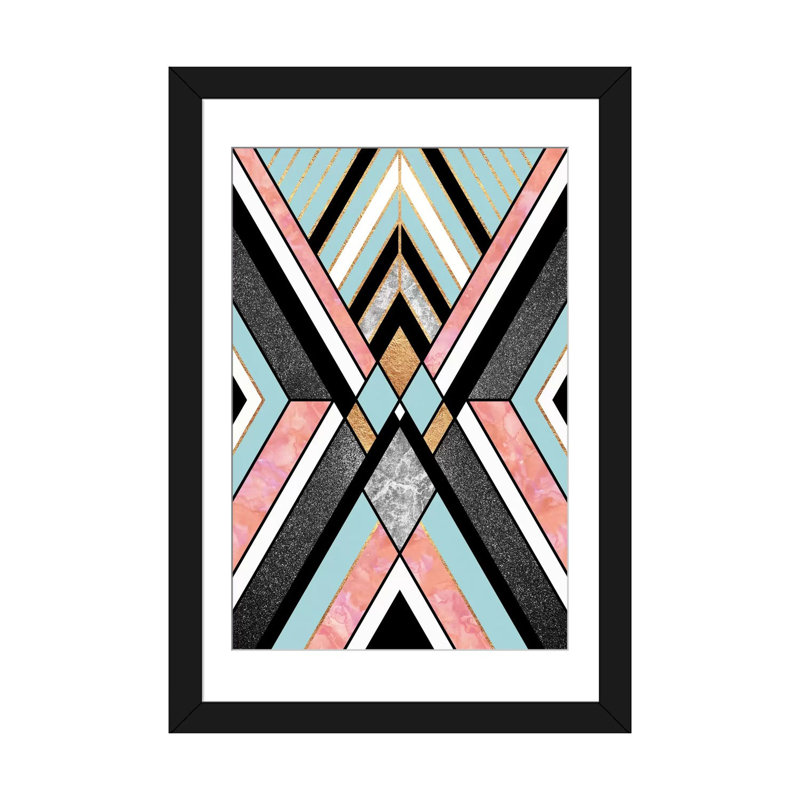 Geo i, impression sur toile tendue, Papier d'art encadré noir, Blanc, H 24 po x l 16 po x P 1 po