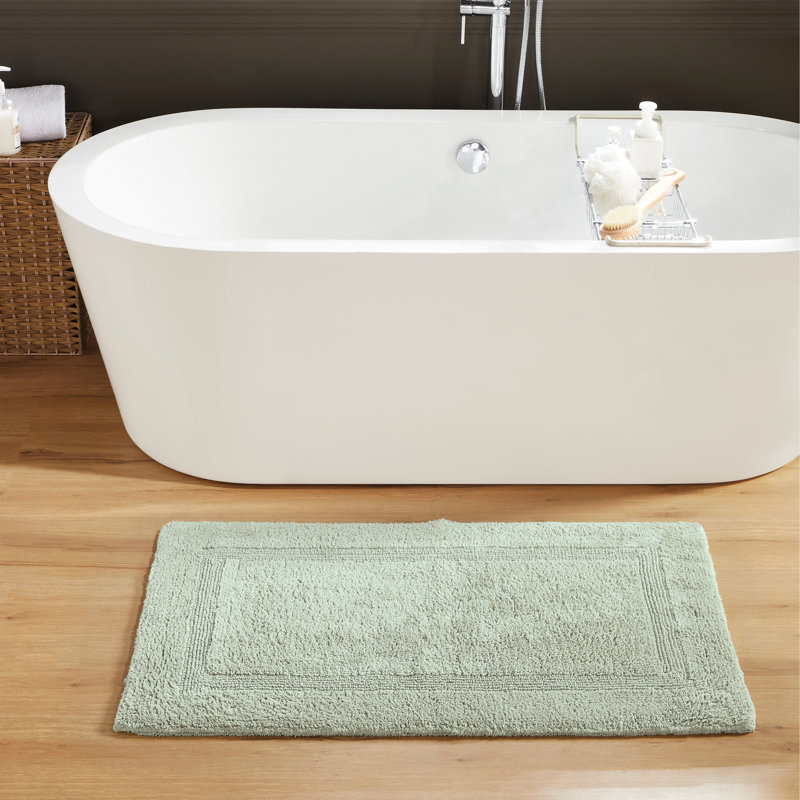 Rozanne Reversible Cotton Bath Rug, Dark Sage, 24" x 40" Rectangle