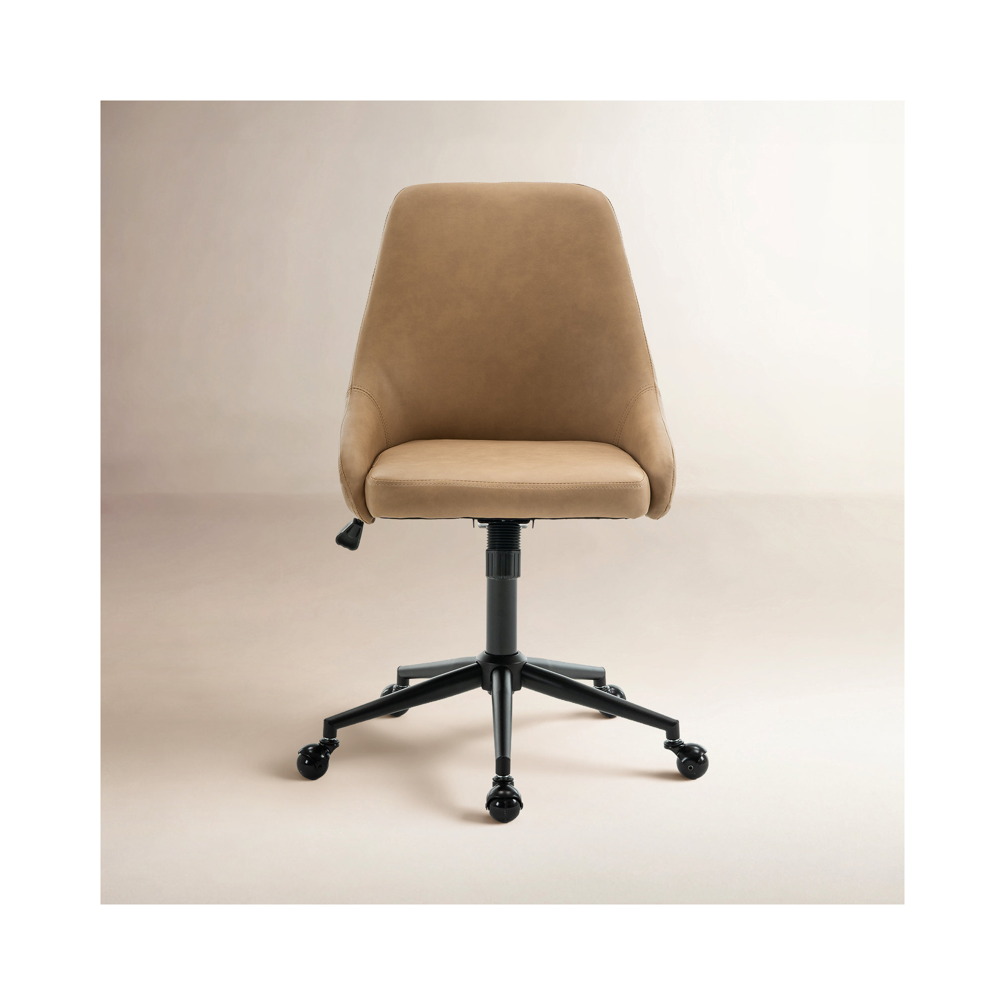 Vanora Swivel Office Chair,  Taupe Faux Leather
