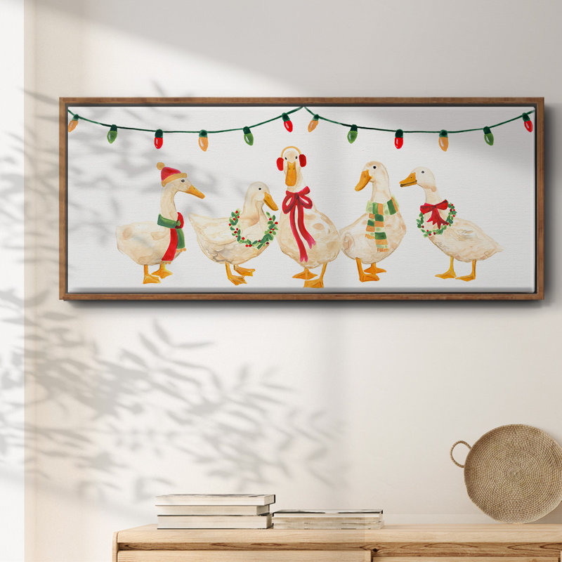 Merry Quackmas Collection D- Framed Canvas, 8" H x 20" W