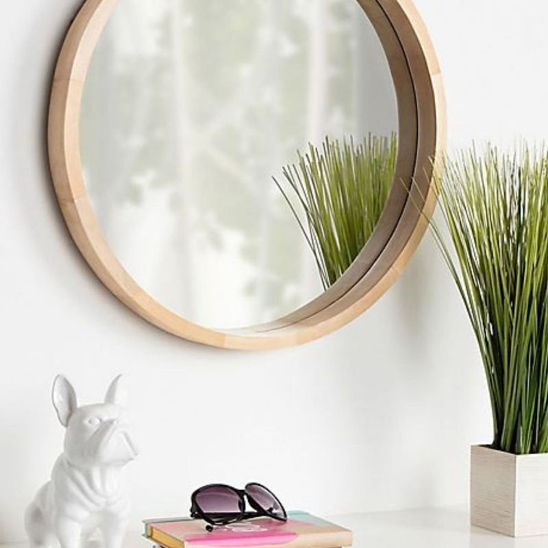 Maggiemae Engineered Wood Wall Mirror, Brown, 45" x 45"