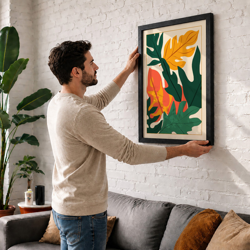 Tropical Foliage Botanical - Framed Print, A4 - 29.7 x 21.0 cm, White