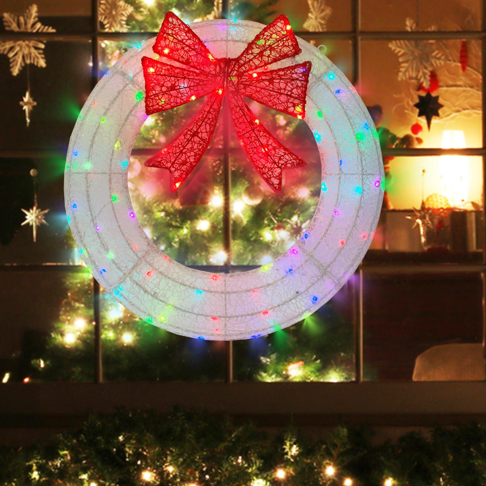 HIRVOK Lighted Christmas Wreath Outdoor Decorations Wayfair