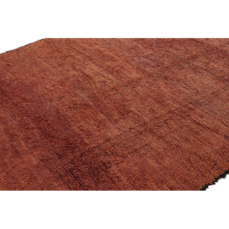 Moroccan Hand Knotted Wool Area Rug in Red, White/Cream