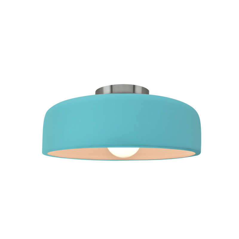 Radiance Ceramic Semi Flush Mount - Replaceable Bulb, Reflecting Pool, Brushed Nickel, 6" H x 10" W x 10" D