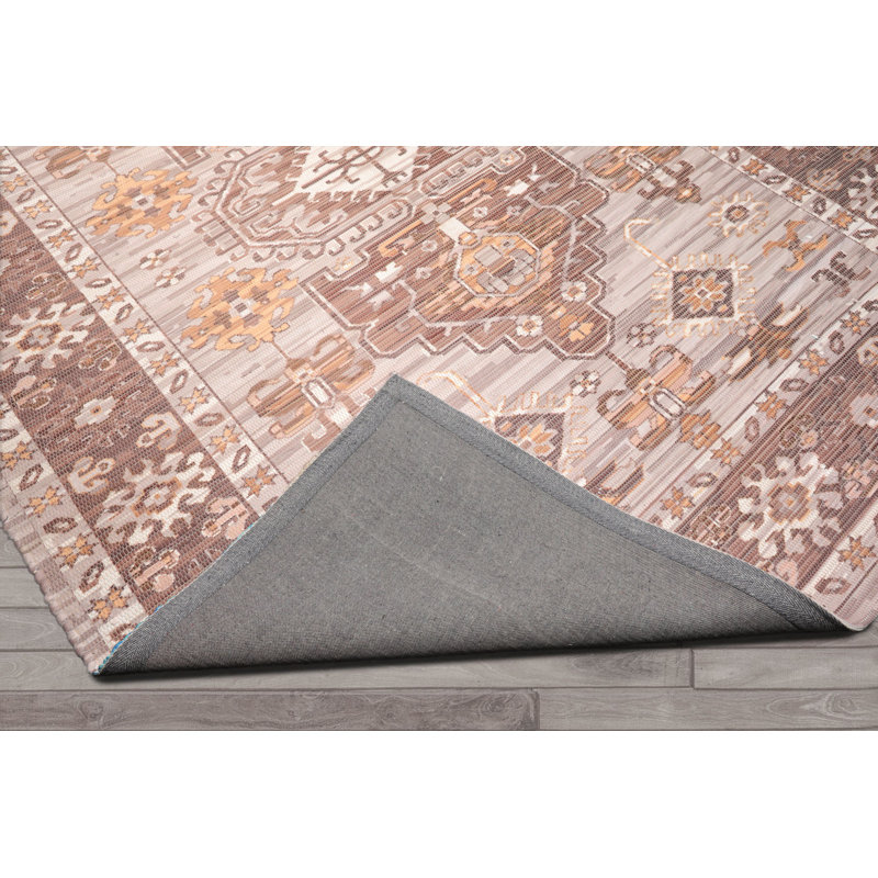Tapis tissé à plat à la main en polyester traditionnel, Rectangle de 5 pi x 8 pi