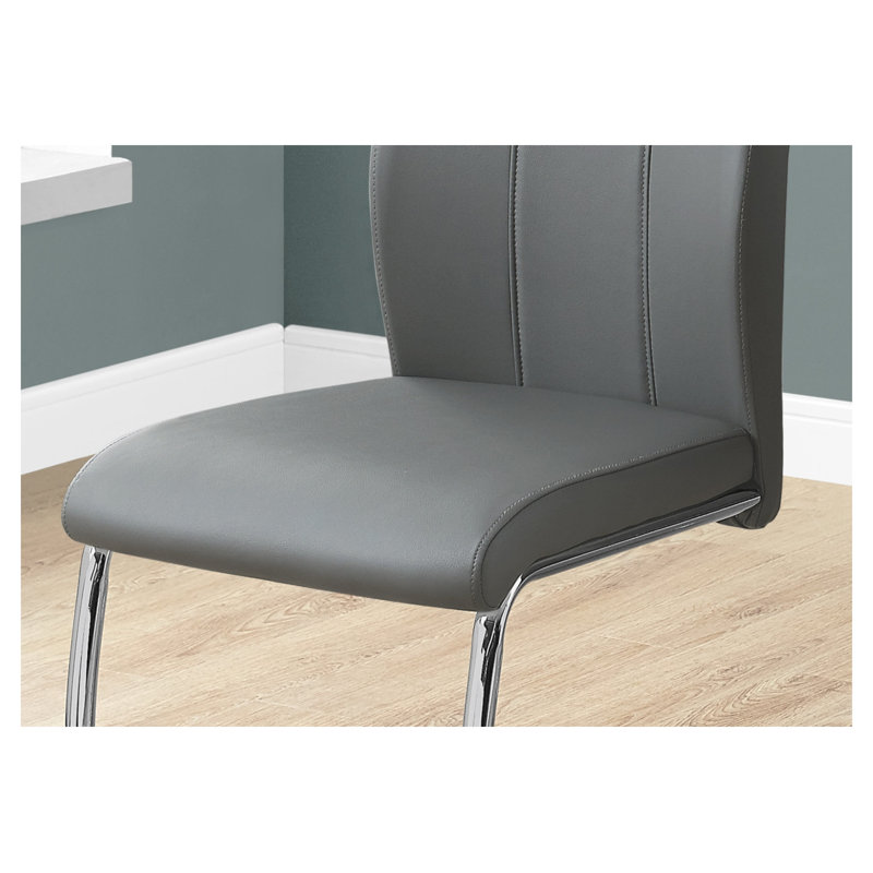 Ensemble de 2 chaises de salle à manger rembourrées en similicuir gris avec base en U chromée