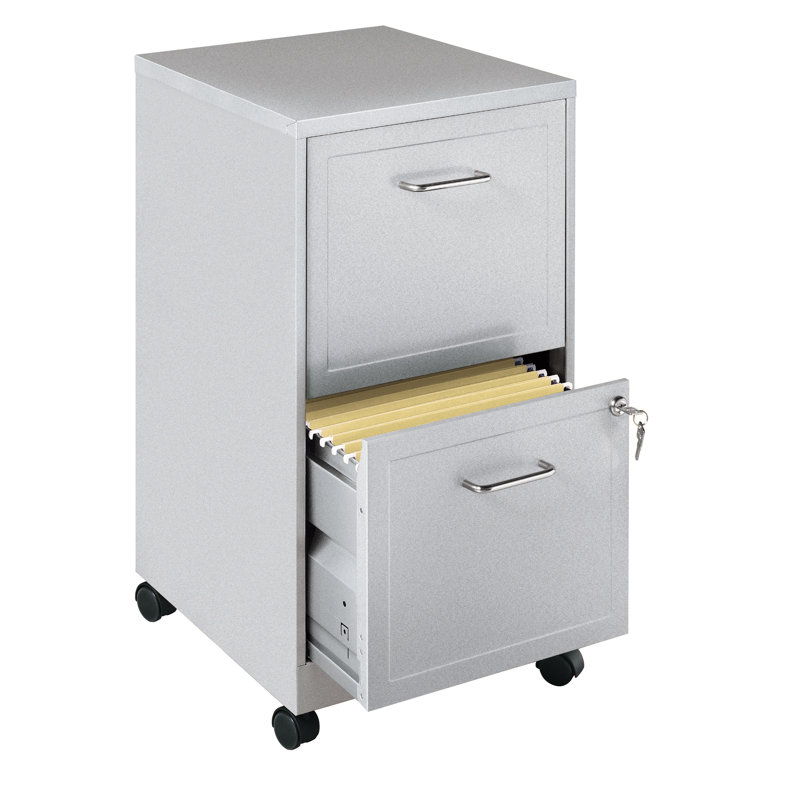 Adelmo 14.5'' Wide 2 -Drawer Mobile Steel File Cabinet, Silver