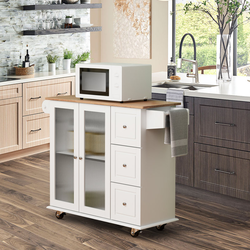 Amarae 45.28 " W Kitchen Cart, White