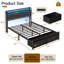 Base de lit double avec tête de rangement avec lumières à DEL, station de charge avec ports USB, sommier à lattes en métal robuste sans sommier-1672865289-1677708339-1672865290