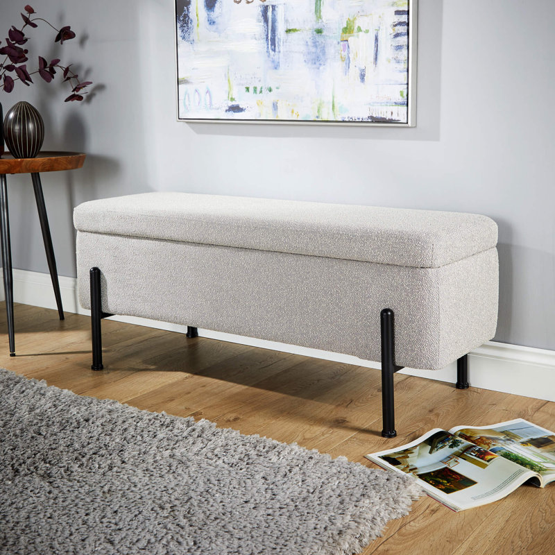 Aurimas 110cm Wide Rectangle Ottoman with Storage, Grey