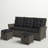 Asti All-Weather Wicker 3-Piece Outdoor Seating Set with Reclining Sofa and Two 15" Ottomans with Cushions (Dark Gray)-47697182