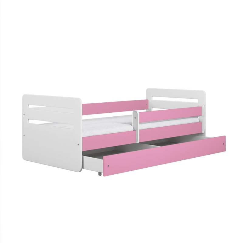 Molly Drawer Convertible Bed and Mattress, European Toddler (80 x 160 cm), Pink