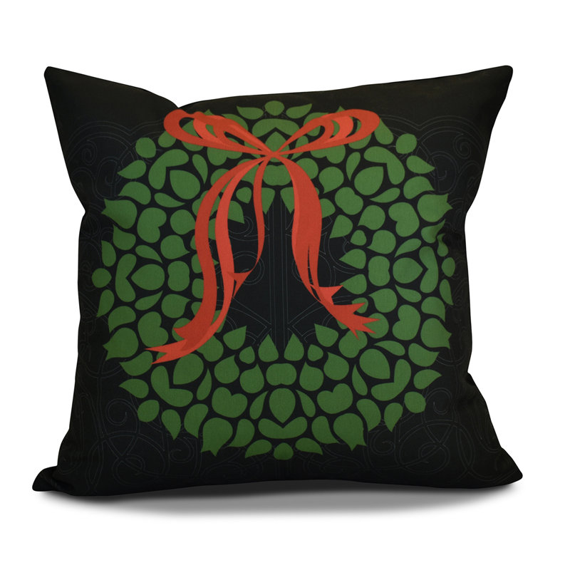 Coussin extérieur Holiday Wishes, Noir, H 18 po x l 18 po