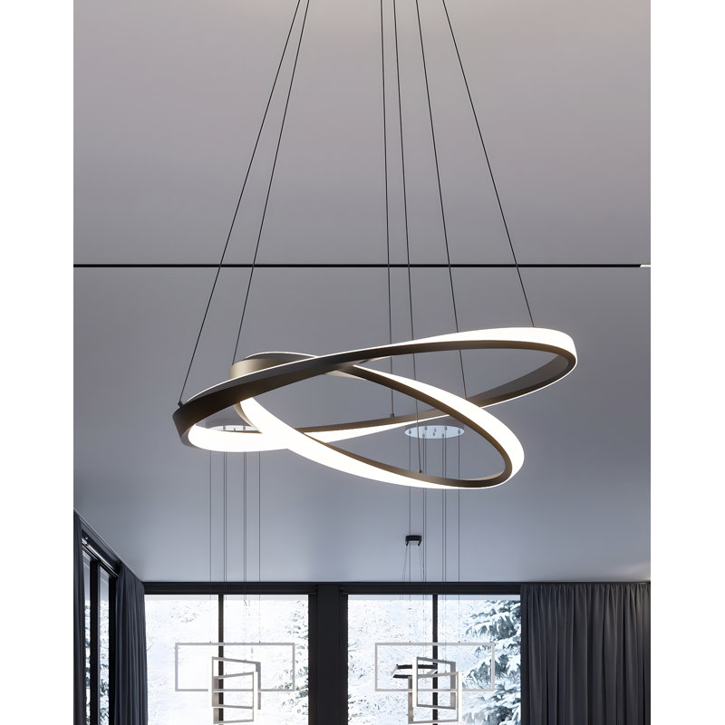 Oberon - Luminaire suspendu double DEL 40 po - Noir, 60 W, Noir