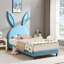 Structure de lit de jour simple rembourré pour enfants Cimahi, lit plateforme simple avec tête de lit en carton, bois-1321590984
