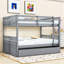 Lit superposé double en bois avec lit gigogne intégré, échelle et garde-corps Kelsa-323203799